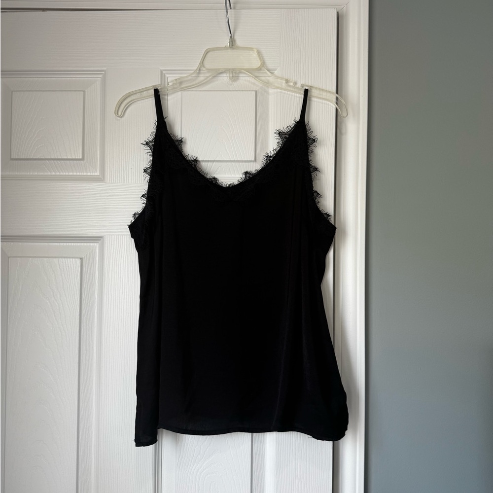 Women's Black Lace-Trim Silk Cami